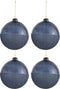 J-Line kerstbal Parels - glas - blauw - large - doos van 4