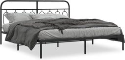 vidaXL - Bedframe - met - hoofdbord - metaal - zwart - 193x203 - cm