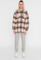 NOISY MAY NMFLANNY L/S LONG SHACKET - Oversized flanel blouse - Wit en roze print - Maat XS
