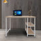 Bureau computer tafel - met opbergplanken - wit metaal bruin hout - 110 cm breed