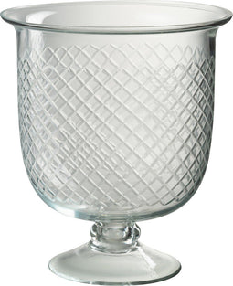 J-Line vaas Geruit Voet - glas - transparant - medium