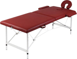 vidaXL - Massagetafel - met - 2 - zones - inklapbaar - aluminum - frame - rood