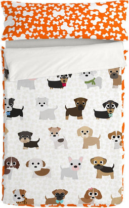 Gewatteerd beddengoed met ritssluiting HappyFriday Mr Fox Dogs Multicolour 105 x 200 cm