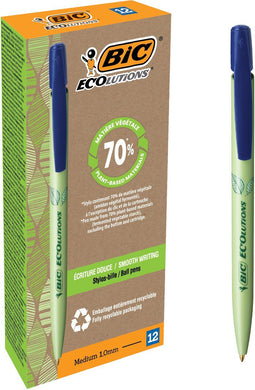 Balpen bic ecolutions media clic bio-based m blauw | 12 stuks