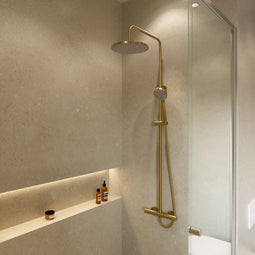 Atlantic Asher - Regendoucheset - Handdouche 3 standen thermostaatkraan - Goud