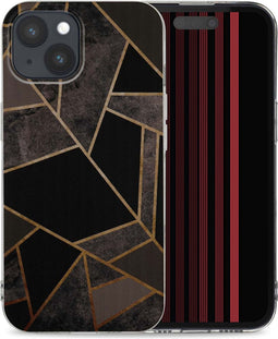 iMoshion Hoesje Geschikt voor iPhone 15 Hoesje Siliconen - iMoshion Design hoesje - Zwart / Black Marble Transparent