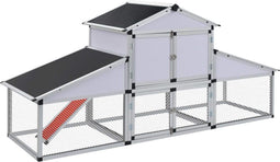 vidaXL - Kippenhok - met - ren - en - nestkast - aluminium