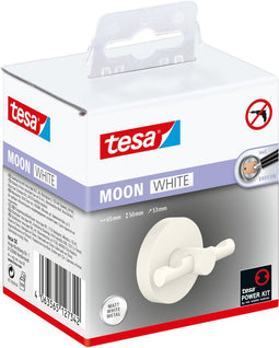 tesa® MOON WHITE Zeepdispenser, mat wit, satijn glas, 200 ml - Handzeepdispenser voor Industriële en Moderne Badkamers - Zonder Boren, Zelfklevend - 171 mm x 70 mm x 119 mm