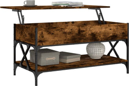 vidaXL - Salontafel - 100x50x50 - cm - bewerkt - hout - en - metaal - gerookt - eiken