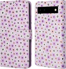 iMoshion Hoesje Geschikt voor Google Pixel 6a Hoesje Met Pasjeshouder - iMoshion Design Bookcase smartphone - Meerkleurig / Purple Flowers