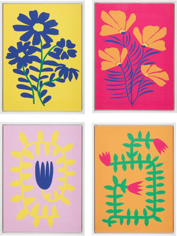 J-Line Schilderij Bloemen Pop Canvas Mix Assortiment Van 4