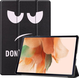 imoshion Tablet Hoes Geschikt voor Samsung Galaxy Tab S8 Plus / Tab S7 Plus / Tab S7 FE - imoshion Design Trifold Bookcase - Zwart / Meerkleurig /Don't touch
