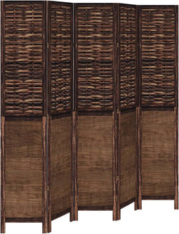 vidaXL - Kamerscherm - met - 5 - panelen - massief - paulowniahout - donkerbruin