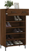 vidaXL - Schoenenkast - 60x35x105 - cm - bewerkt - hout - bruin - eikenkleur