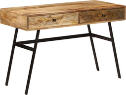 vidaXL - Schrijftafel - met - lades - 110x50x76 - cm - massief - mangohout