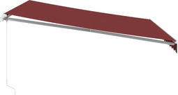 vidaXL - Luifel - handmatig - uittrekbaar - met - LED - 400x350 - cm - bordeauxrood