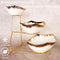 Serveerplateau met 3 keramische schalen, goudkleurig, 18/21/26 cm