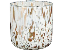 HOUSE OF SEASONS Dots - Theelichthouder - Glazen lantaarn Ø14 cm x H15 cm - Wit