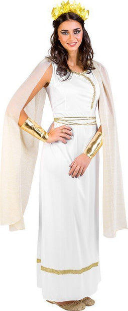 Dressforfun Griekse Godin Olympia - Vrouwenkostuum - Lange jurk met gouden pailletten - (L)