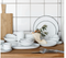 Broste Copenhagen Salt Dinerbord - Set van 4 - Ø28 cm - Wit Steengoed - Handbeschilderde Zwarte (set van 4)