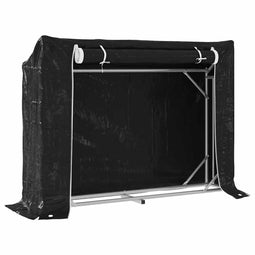vidaXL - Haardhoutrek - met - regenhoes - 151x40,5x110,5 - cm - staal