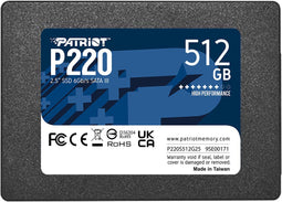Patriot P220 - SSD 512GB 2,5" SATA III - 550MB/s Lezen