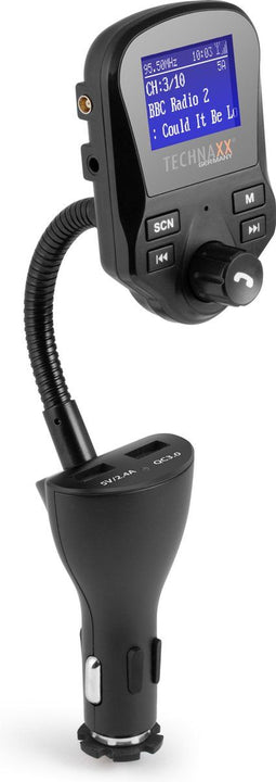 Technaxx FMT1500BT FM en DAB Transmitter met 2 x USB (1 x QuickCharge 3.0), Bluetooth