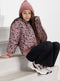 Nono Bella - Meisjes Jas - Waterafstotend met capuchon - Vintage roze luipaardprint - Maat 134/140