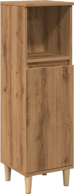 vidaXL - Badkamerkast - 30x30x100 - cm - bewerkt - hout - artisanaal - eikenkleurig