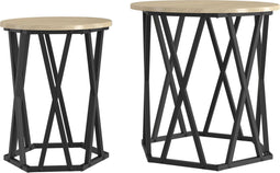 vidaXL - Bijzettafels - 2 - stuks - Sonoma - Eiken - Vervaardigd - Hout