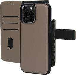 Mobiparts - Leather 2 in 1 Wallet Case - Uitneembare backcover MagSafe geschikt - Taupe