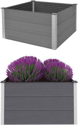 vidaXL - Plantenbak - verhoogd - 100x100x54 - cm - HKC - grijs