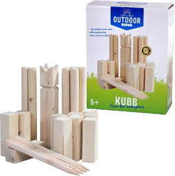 Outdoor Play Kubbspel - Speelgoed - Berkenhout - Geleverd met draagzak - Inclusief handleiding