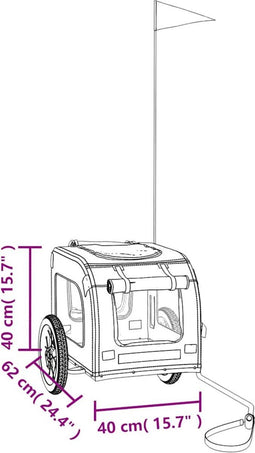 vidaXL - Hondenfietstrailer - oxford - stof - en - ijzer - rood - en - grijs