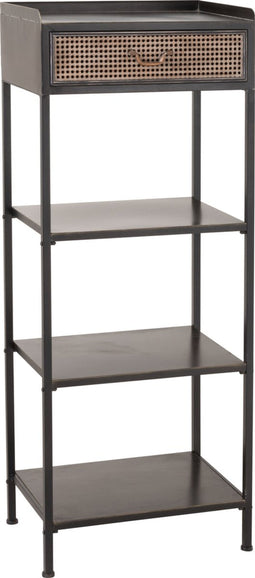 J-Line rek 1 lade + 3 legplanken - metaal - zwart