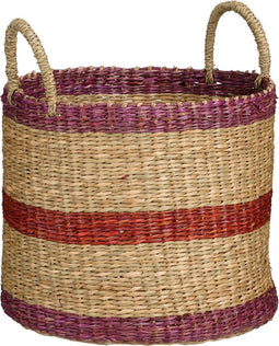 Mica Decorations Opbergmand - Zeegras - H24 x Ø28 cm - Rood Lichtbruin Roze
