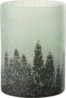 J-Line Windlicht Boom Sneeuw Glas Groen Extra Large