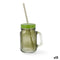 Quid Maison - Pot met Deksel en Rietje - 450 ml - Groen Glas (12 stuks)