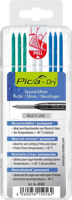 Pica 4040 - Navulling Pica Dry 3030 - 8 vullingen - Blauw Wit Groen