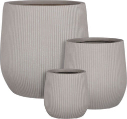 Mica Decorations Nuovo Bloempotten - H44 x Ø44 cm - Magnesium - Beige - Set van 3