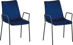 Set van 2 eetkamerstoelen JEFFERSON Fluweel Donkerblauw
