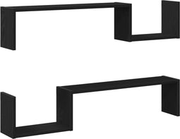vidaXL - Wandplank - 2 - stuks - Zwart - Eiken - 100x15x70 - cm - Bewerkt - Hout