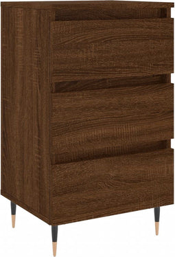 vidaXL - Nachtkastje - 40x35x69 - cm - bewerkt - hout - bruin - eikenkleur