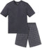Schiesser Heren Shortama - Korte broek - V-hals - Antraciet - Maat L