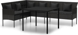 vidaXL - 2-delige - Tuinset - met - kussens - poly - rattan - zwart