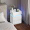 Woltu Nachtkastje met Stopcontact en LED-verlichting - Wit - 40 x 35 x 55 cm - 2 Lades en 1