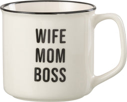 J-Line mok Bericht Mom - porselein - wit/zwart - 2 stuks