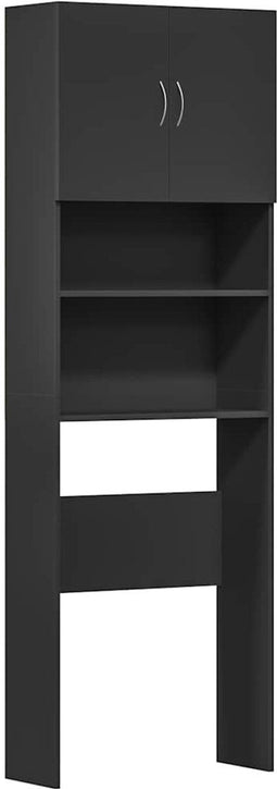 vidaXL - Wasmachinekast - 64x24x190 - cm - bewerkt - hout - zwart