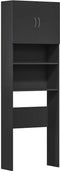 vidaXL - Wasmachinekast - 64x24x190 - cm - bewerkt - hout - zwart