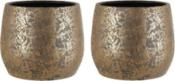 Mica Decorations Clemente Bloempot - H25xØ32 cm - Goud - Set van 2